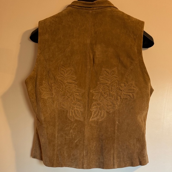 Coldwater Creek Brown Suede Embroidered Vest - Picture 4 of 6